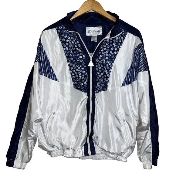 Wilson Women’s Vintage Blue Long Sleeve Windbreaker Tennis Patchwork Jacket Med